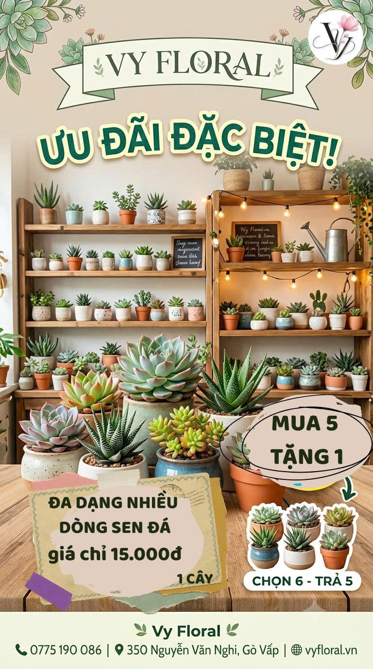 Mua Sen Đá Gò Vấp Giá Rẻ Chỉ 15K/Cây – Ưu Đãi Siêu Hot Mua 5 Tặng 1 Tại Vy Floral