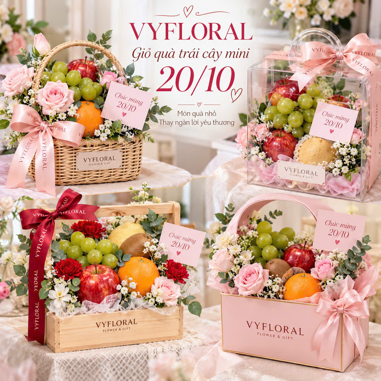 Hoa 20/10 Tặng Mẹ: Món Quà Tri Ân Ý Nghĩa Và Đong Đầy Yêu Thương Tại Vy Floral